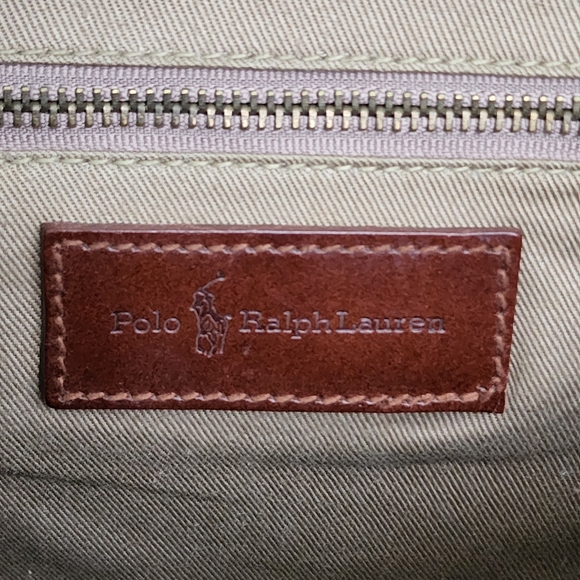 Vintage Polo Ralph Lauren Brown Coated Canvas Plaid Crossbody Bag Satchel Travel - Picture 12 of 12